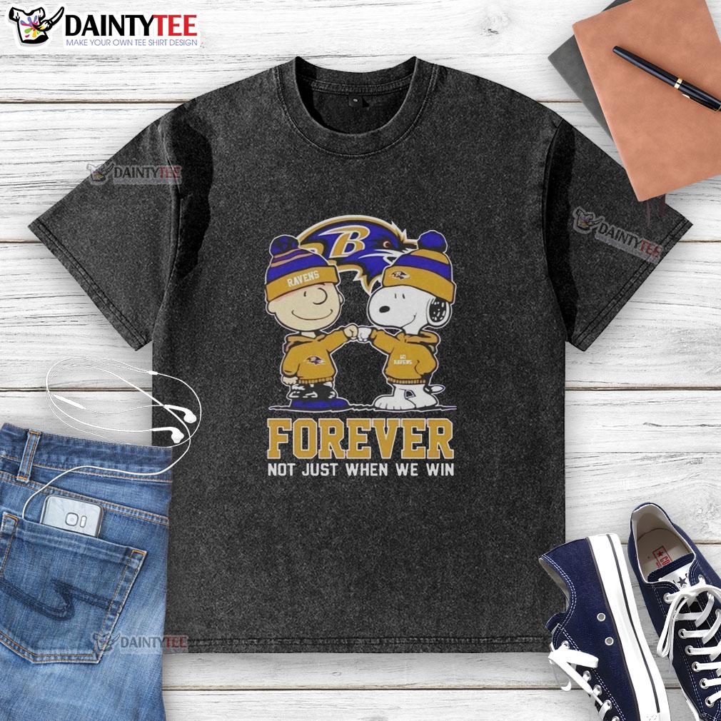 Awesome Peanut Snoopy and Charlie Brown Baltimore Ravens t-shirt design, perfect for fans celebrating team spirit.