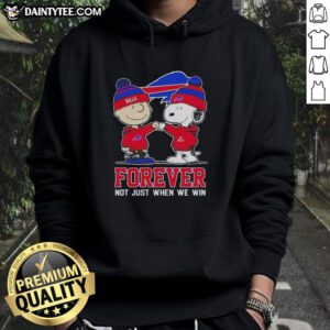 Awesome Peanut Snoopy and Charlie Brown Buffalo Bills hoodie design, perfect for fans not just when they win.