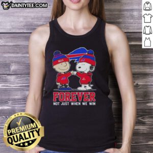 Awesome Peanut Snoopy and Charlie Brown Buffalo Bills Forever tank top, perfect for fans celebrating team spirit.