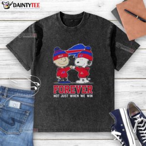 Awesome Peanut Snoopy and Charlie Brown Buffalo Bills Forever t-shirt design, perfect for fans celebrating every game.