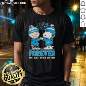 Awesome Peanut Snoopy Charlie Brown Carolina Panthers Forever T-Shirt, perfect for fans celebrating team spirit all year round.