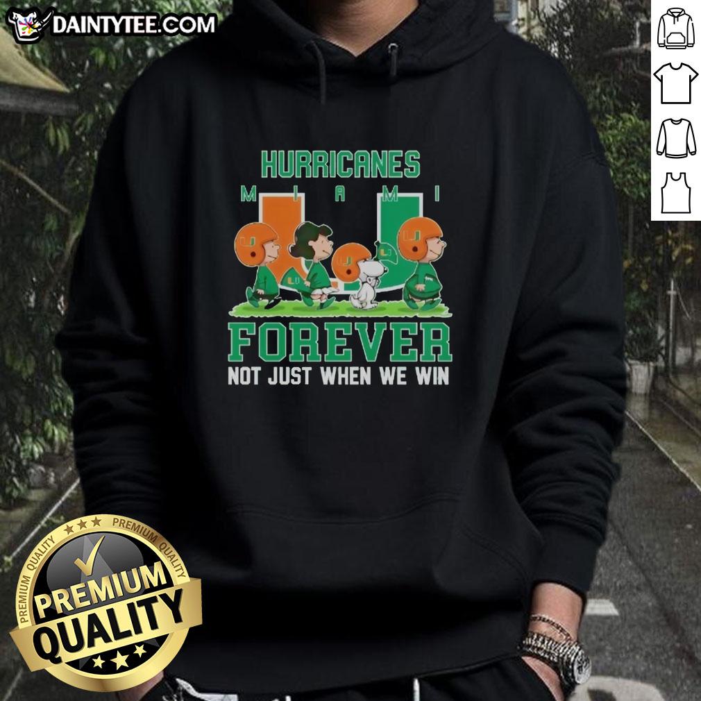 Awesome Peanuts Miami Hurricanes Forever hoodie in vibrant colors, perfect for showing team spirit year-round.