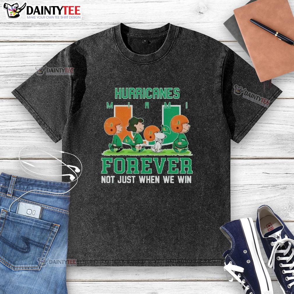 Awesome Peanuts Miami Hurricanes Forever t-shirt showcasing team spirit, perfect for fans year-round, not just after wins.