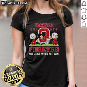 Awesome Peanuts Ohio State Buckeyes Forever tee for ladies, celebrating team spirit and loyalty, perfect for game day.