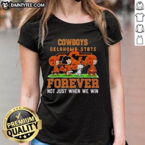 Awesome Peanuts Oklahoma State Cowboys Forever Ladies Tee showcasing team spirit, perfect for fans beyond just game day.