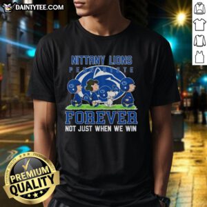 Alt Text: Awesome Peanuts Penn State Nittany Lions Forever T-Shirt celebrating team spirit, perfect for loyal fans.