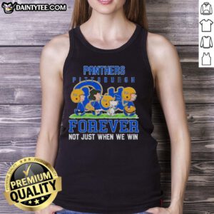 Awesome Peanuts Pitt Panthers Forever tank top design showcasing team spirit, perfect for fans, available in various sizes.