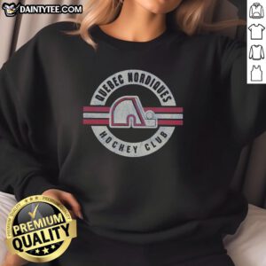 Vintage Quebec Nordiques sweatshirt featuring classic team colors and logo, perfect for sports fans and collectors.