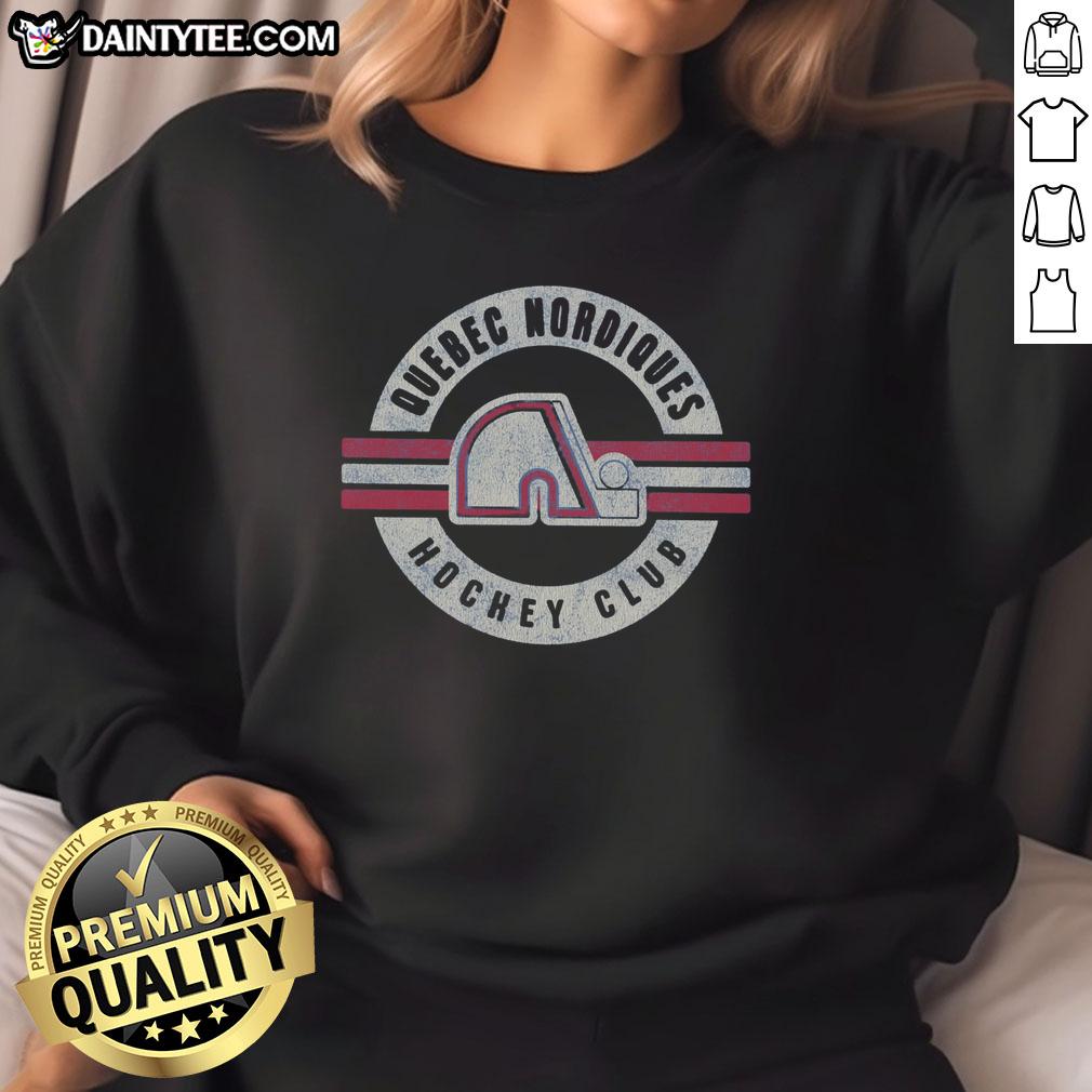 Vintage Quebec Nordiques sweatshirt featuring classic team colors and logo, perfect for sports fans and collectors.