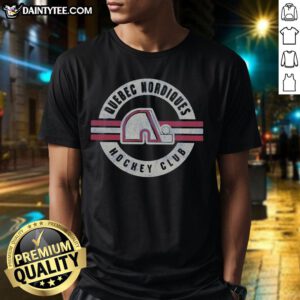 Vintage Quebec Nordiques Surround T-Shirt featuring classic team logo and colors, perfect for hockey fans and collectors.