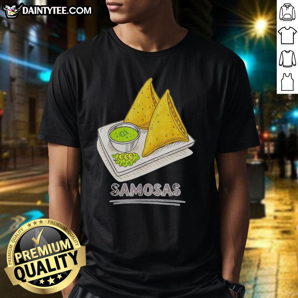 Awesome Samosa Lover T-Shirt featuring delicious Indian snack food samosas, perfect for foodies and snack enthusiasts.