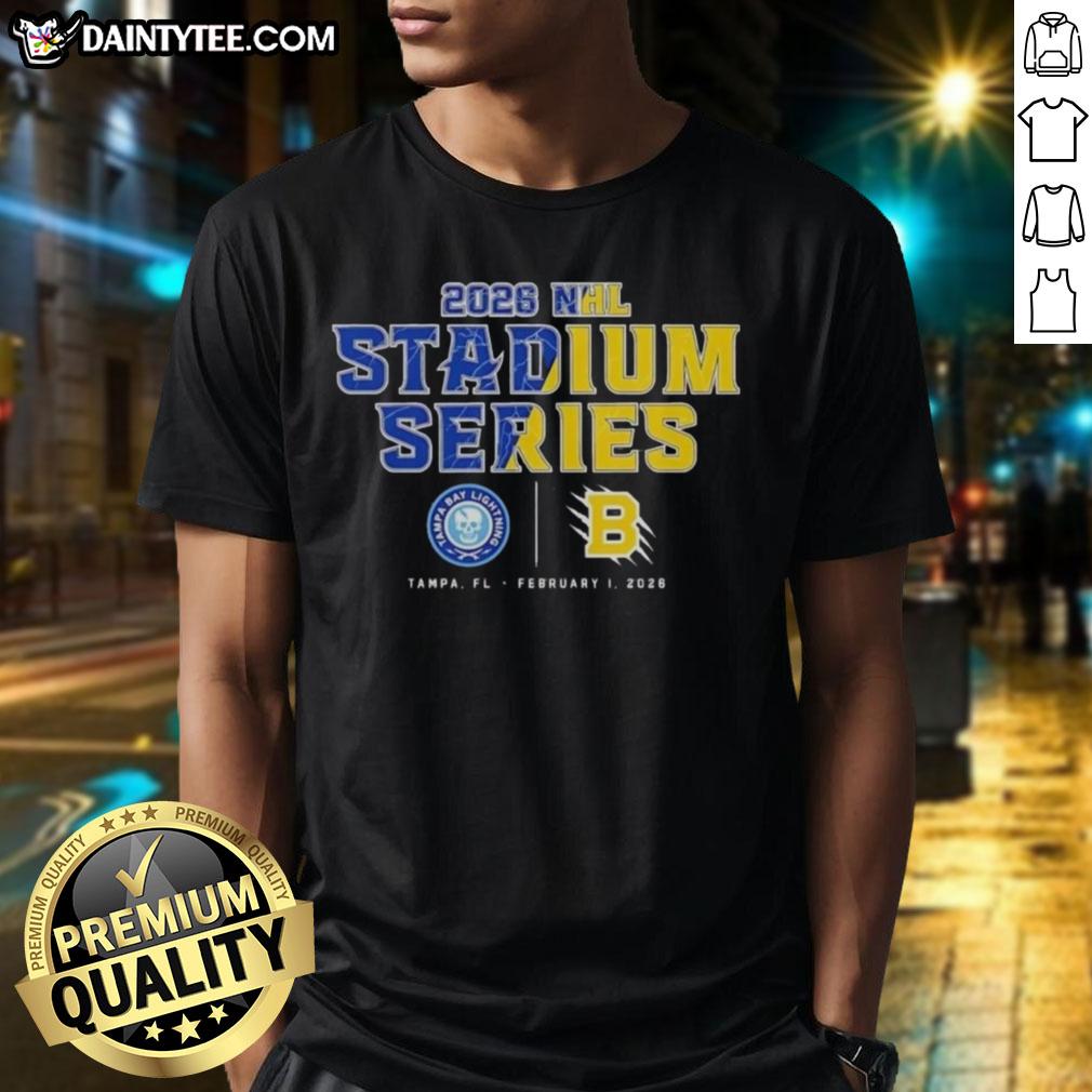 Awesome Tampa Bay Lightning 2026 Stadium Series Match-Up T-Shirt featuring team logo and vibrant design for fans.