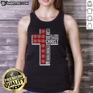 Alt Text: Texas A&M Aggies women's basketball tank top with 'I Can Do All Things Through Christ' design.