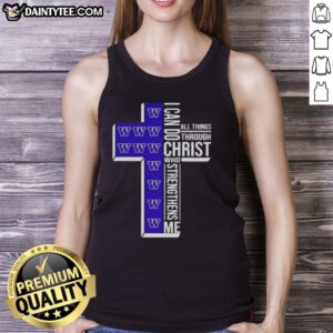 Awesome Washington Huskies women's basketball tank top with 'I Can Do All Things Through Christ Who Strengthens Me' design.