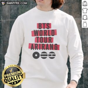 Alt Text: Cute BTS World Tour Arirang 2026 Sweatshirt featuring vibrant colors and stylish design perfect for fans.