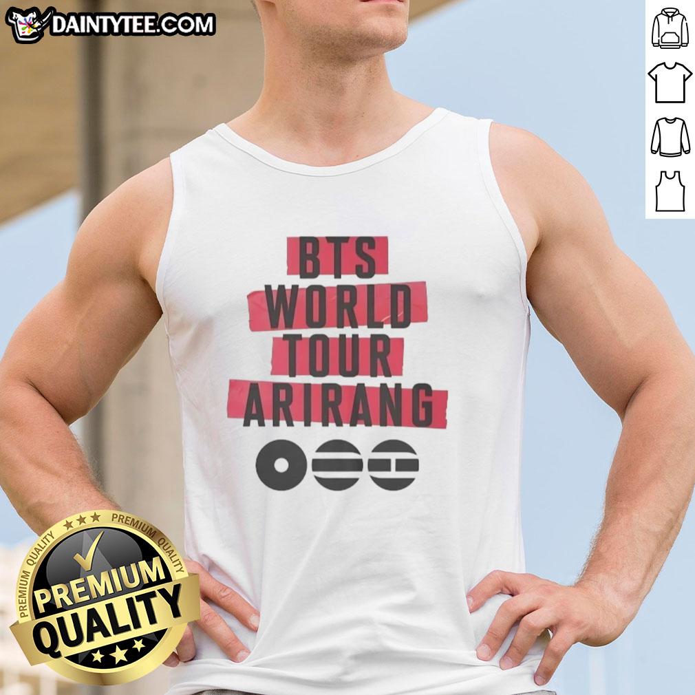 Alt Text: Cute BTS World Tour Arirang 2026 tank top featuring vibrant graphics and stylish design for fans.