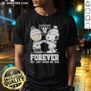 Alt Text: Cute Peanut Snoopy and Charlie Brown on Las Vegas Raiders Forever T-Shirt, perfect for fans not just when they win.