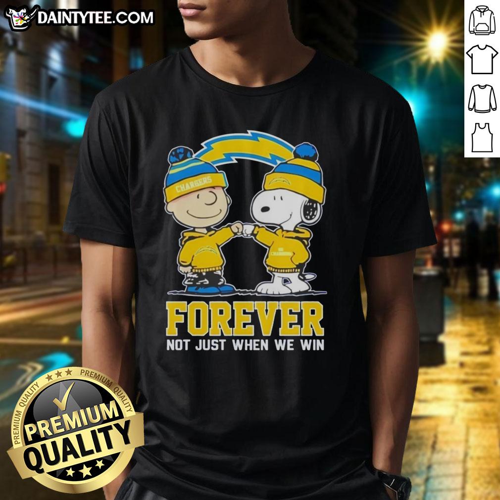Alt Text: Cute Peanut Snoopy and Charlie Brown on Los Angeles Chargers Forever T-Shirt, perfect for fans beyond game day.