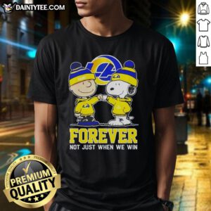 Alt Text: Cute Peanut Snoopy and Charlie Brown on Los Angeles Rams Forever T-Shirt, perfect for fans not just when they win.