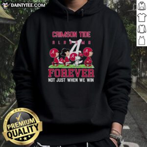 Alt Text: Cute Peanuts Alabama Crimson Tide Forever hoodie featuring a playful design perfect for fans, celebrating team spirit.