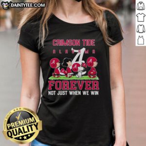 Cute Peanuts Alabama Crimson Tide Forever tee for ladies, celebrating team spirit beyond just winning games.