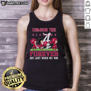 Cute Peanuts Alabama Crimson Tide Forever tank top for fans, celebrating team spirit all year round.
