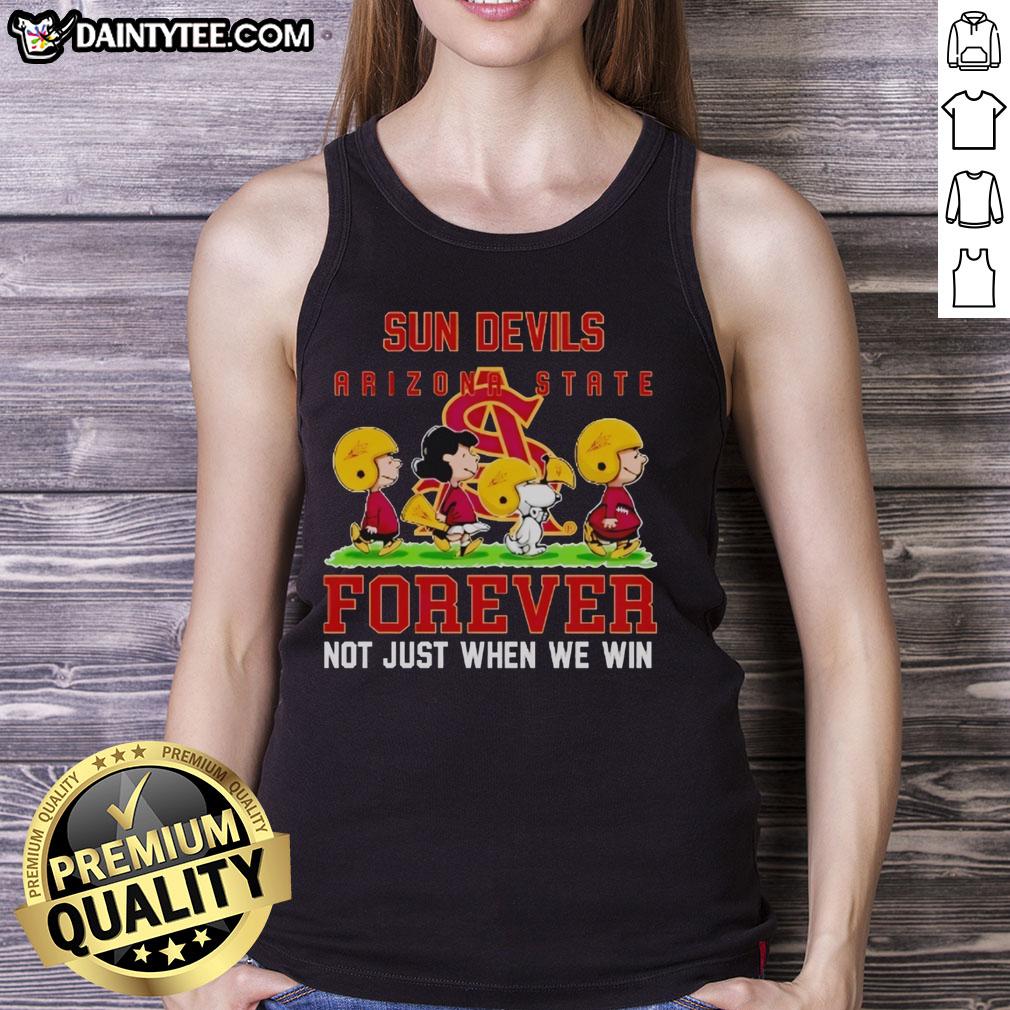 Alt Text: Cute Peanuts Arizona State Sun Devils Forever tank top showcasing team spirit and fun design for fans.