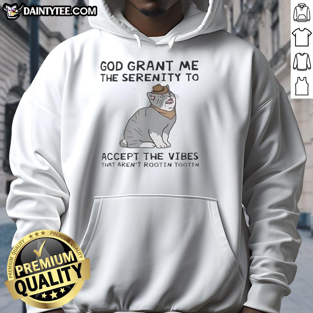 Funny cat hoodie with 'God grant me the serenity' text, perfect for cat lovers who appreciate humorous vibes.