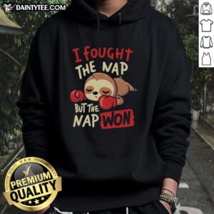 Funny sloth boxing hoodie with 'I Fought The Nap But The Nap Won' slogan, perfect for nap lovers and quirky fashion enthusiasts.