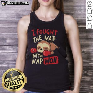 Funny sloth boxing in a tank top with the phrase I Fought The Nap But The Nap Won, perfect for nap lovers.