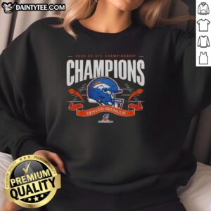Alt Text: Denver Broncos AFC Championship 2025-26 sweatshirt featuring a big helmet design, perfect for fans.