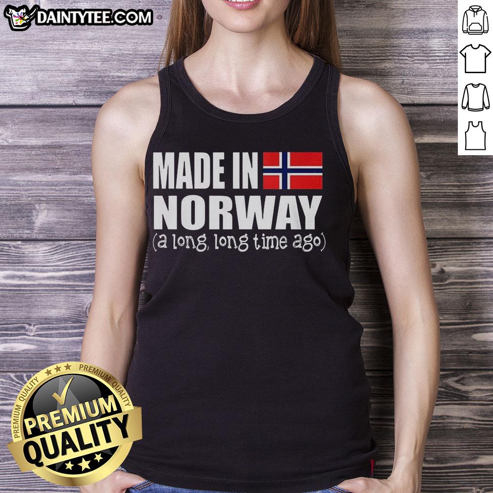 Good Made in Norway Long Time Ago flag tank top showcasing a stylish design celebrating Norwegian heritage.