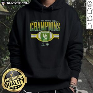 Alt Text: Good Oregon Football CFP Orange Bowl Champions Hoodie showcasing team pride and championship spirit.