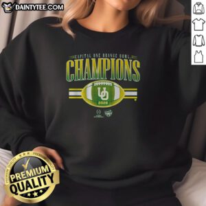Good Oregon Football CFP Orange Bowl Champions sweatshirt showcasing team pride in vibrant colors and stylish design.
