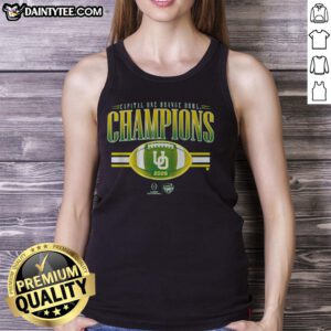 Good Oregon Football CFP Orange Bowl Champions tank top featuring team logo and vibrant colors for fans.
