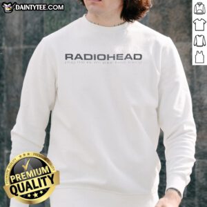 Good Radiohead Plug Me In I'm Your Best Friend sweatshirt in black with graphic design, perfect for music fans.