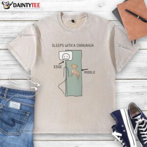 Good Sleeps With A Chihuahua washed t-shirt featuring a cute Chihuahua graphic, perfect for dog lovers and comfy wear.