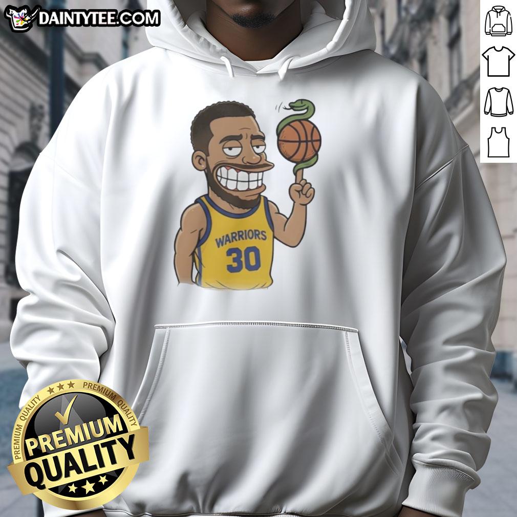 Cartoon hoodie featuring a snake playing basketball, inspired by Steph Curry's style and energy.