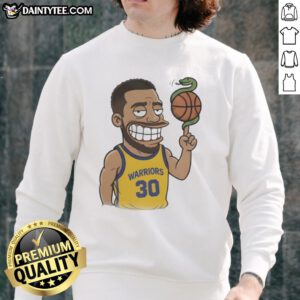 Cartoon sweatshirt featuring Steph Curry with a snake and basketball design, perfect for fans of Good Steph Curry.