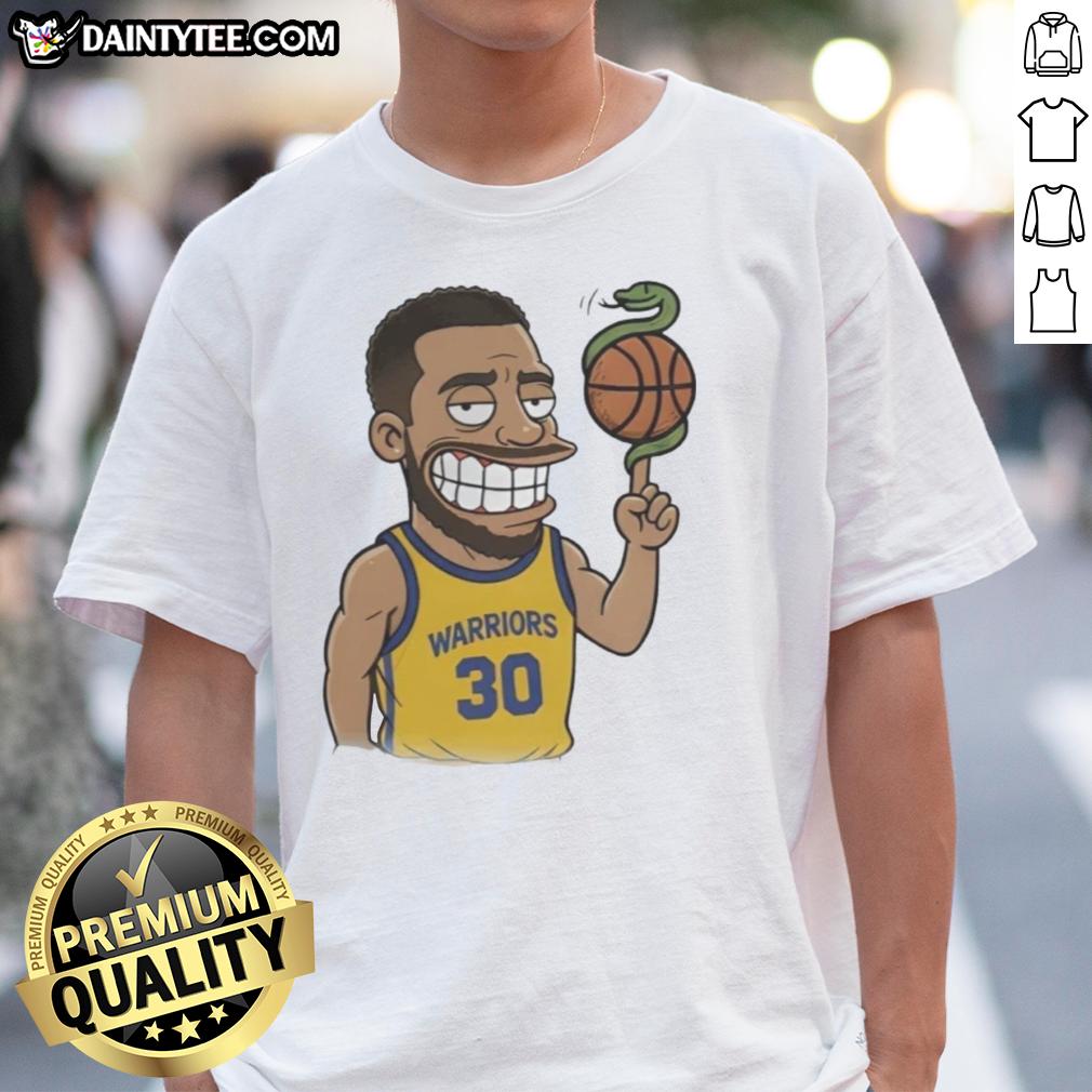 Cartoon T-shirt featuring a fun snake design and Steph Curry, perfect for basketball fans and casual wear.