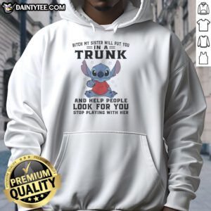 Alt Text: Good Stitch Index Finger Bitch hoodie featuring bold text, perfect for casual wear and making a statement.
