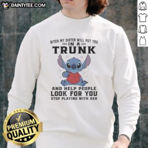 Cozy 'Good Stitch Index Finger Bitch' sweatshirt, perfect for casual wear with a fun, edgy design. Ideal gift for sisters.