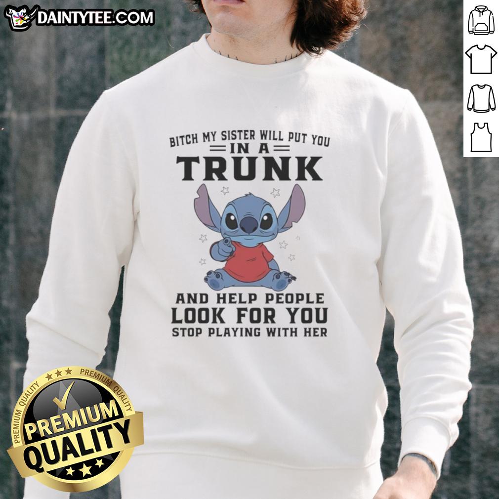 Cozy 'Good Stitch Index Finger Bitch' sweatshirt, perfect for casual wear with a fun, edgy design. Ideal gift for sisters.