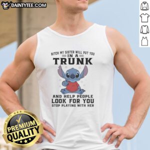 Good Stitch Index Finger Bitch tank top featuring a playful design, perfect for casual wear and sisterly humor.