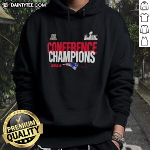 New England Patriots 2025 AFC Conference Champions hoodie celebrating Super Bowl LX victory, stylish and comfortable design.