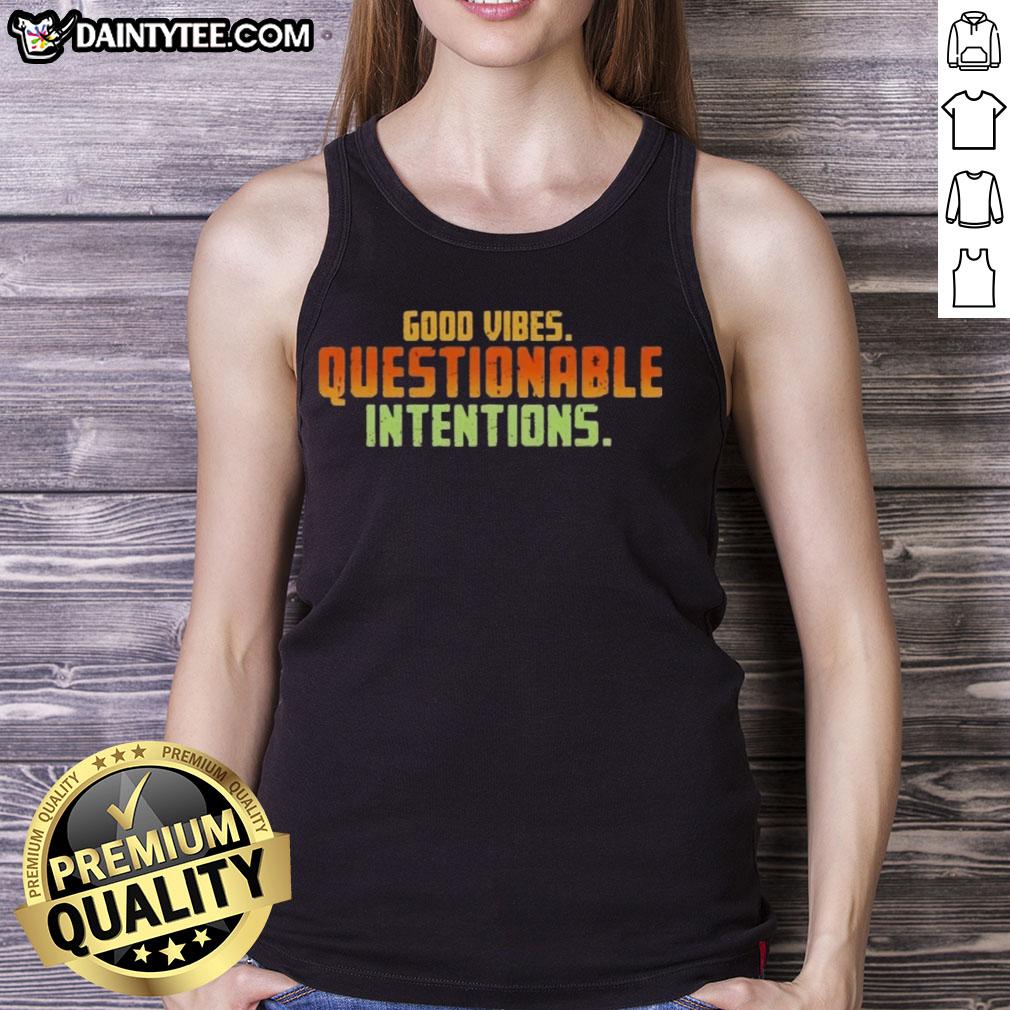 Good Vibes Questionable Intentions Tank Top featuring a trendy design, perfect for casual summer outfits.