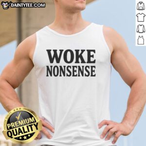 Good Woke Nonsense Tank Top featuring bold graphic design, perfect for casual wear and expressing unique style.