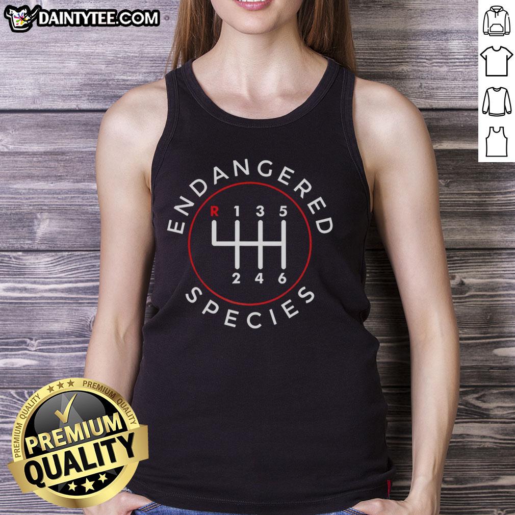Alt Text: Happy Endangered Species Shifter logo tank top featuring colorful design promoting wildlife conservation awareness.