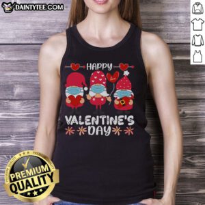 Happy Valentine's Day tank top featuring a cheerful Valentine gnome design, perfect for festive celebrations.