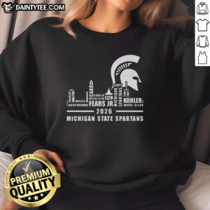 Alt Text: Hot Michigan State Spartans 2026 players name skyline sweatshirt, featuring team colors and logo design.